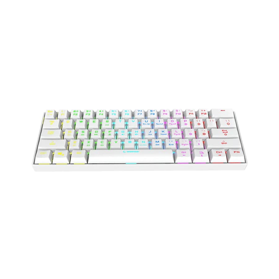 Tastatura gaming RAMPAGE KB-RX63 B-ATOM White Bluetooth RGB Backlight RED SWITCH US Layout 63 Mini, 39912