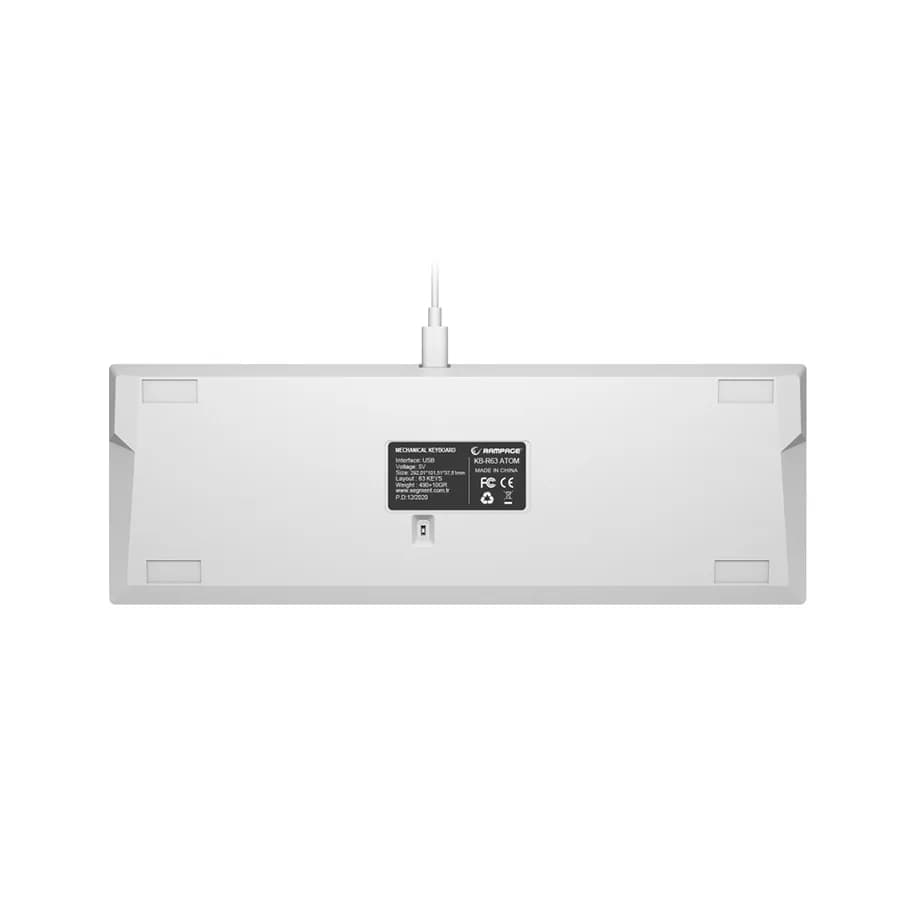 Tastatura gaming RAMPAGE KB-RX63 B-ATOM White Bluetooth RGB Backlight RED SWITCH US Layout 63 Mini, 39912