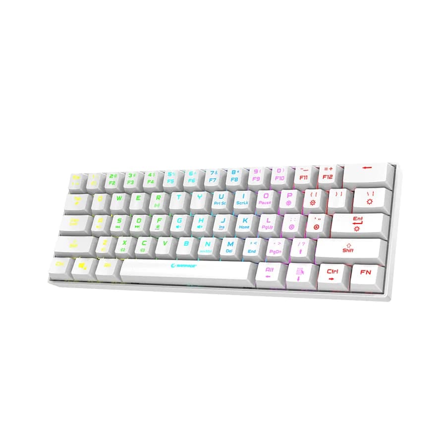 Tastatura gaming RAMPAGE KB-RX63 B-ATOM White Bluetooth RGB Backlight RED SWITCH US Layout 63 Mini, 39912
