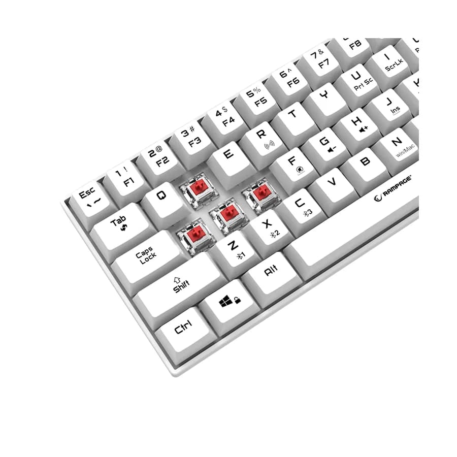 Tastatura gaming RAMPAGE KB-RX63 B-ATOM White Bluetooth RGB Backlight RED SWITCH US Layout 63 Mini, 39912