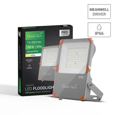 Premium LED reflektor Green Tech, 100W, 150LM/W 4200K, IP66 Meanwell XLG