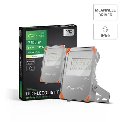 Premium LED reflektor Green Tech, 50W, 150 lm/W, 4200K, IP66, Meanwell XLG