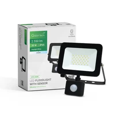 LED reflektor sa senzorom Green Tech 2550 lm, 30W, 6500K, IP65, crni
