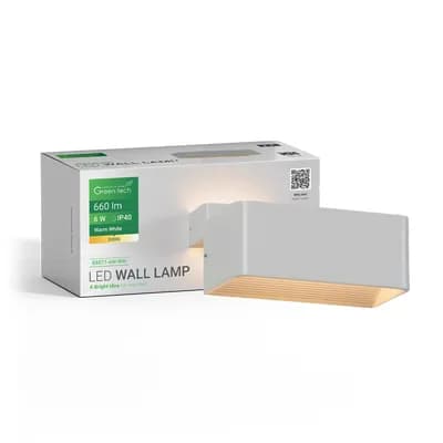 LED zidna svjetiljka Green Tech 6W, 3000K, IP40, bijela boja