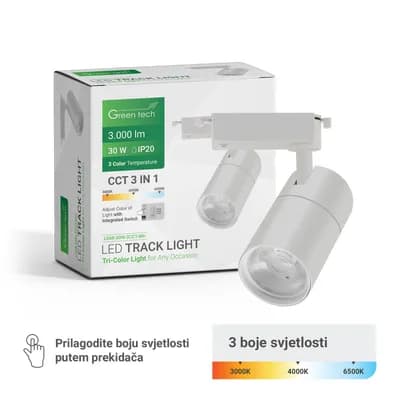LED šinska svjetiljka Green Tech 30W, 3 CCT, bijela boja