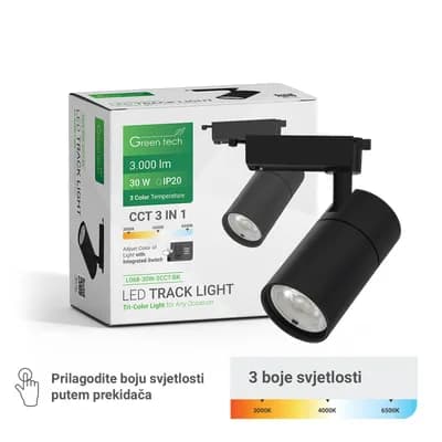 LED šinska svjetiljka Green Tech 30W, 3 CCT, crna boja