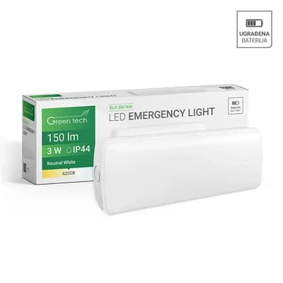 LED svjetiljka za nužnu rasvjetu Green Tech 3W, 4200K, IP44