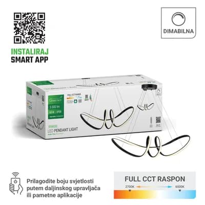 Smart dekorativna visilica Green Tech 60W, 3CCT, dim, APP + daljinski upravljač
