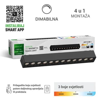 LED magnetna svjetiljka Green Tech "MYSTYLE" 12W, 3CCT, Dim./ Smart Lamp APP