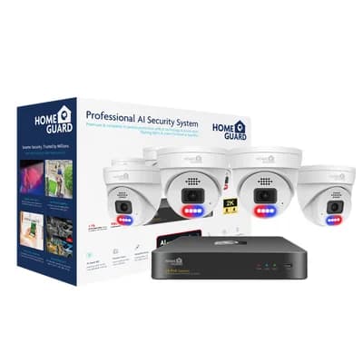 Homeguard POE Set 2K NVR 8CH+4 kamere, svjetlosno/zvučni alarm, AI detekcija