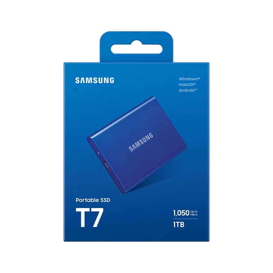 EXT.SSD SAMSUNG Portable T7 1TB USB 3.2 Gen 2 Sequential Read/Write : Up to 1,050MB/sec /Up to 1,000 MB/sec/Plava/MU-PC1T0H/WW