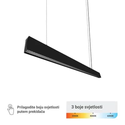 LED linearna svjetiljka Green Tech 40W, 3CCT, IP40, 120 cm, crna boja
