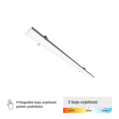 LED linearna ugradna svjetiljka Green Tech 40W, 3CCT, IP40, 120 cm, bijela boja