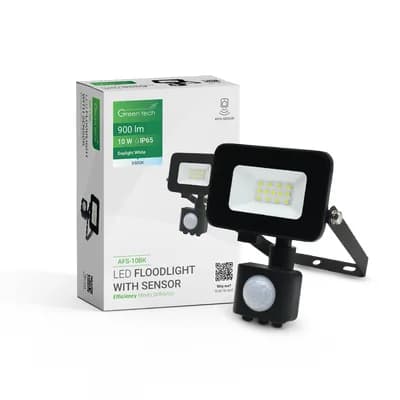 LED reflektor sa senzorom Green Tech 900 lm, 10W, 6500K, IP65, crni
