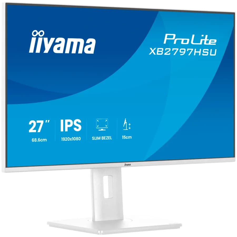IIYAMA Prolite XB2797HSU-W1 Business Monitor - 68.6 cm (27"), FULL HD (1920x1080), IPS LED, 120Hz, 350 cd/m², matte / white
