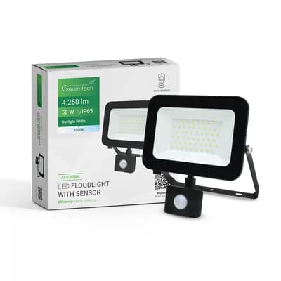 LED reflektor sa senzorom Green Tech 4250 lm, 50W, 6500K, IP65, crni