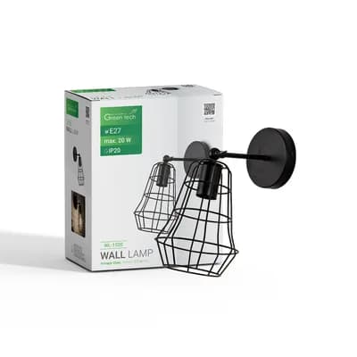 LED zidna svjetiljka Green Tech E27 x 1 kom, crna boja