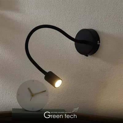 LED zidna lampa Green Tech, 3W, 3000K, IP44, crna boja