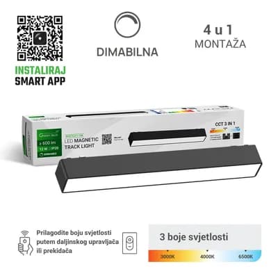 LED magnetna svjetiljka Green Tech "MYSTYLE" 12W, 3CCT, Dim./ Smart Lamp APP