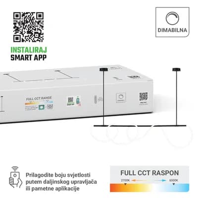 Smart dekorativna visilica Green Tech 100W, 3CCT, dim, APP + daljinski upravljač